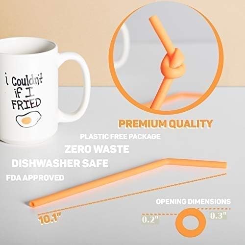 15 Random Colors Silicone Straws Reusable Flexible Drinking Straws with Cleaning Brush (10.1in × 0.3in)