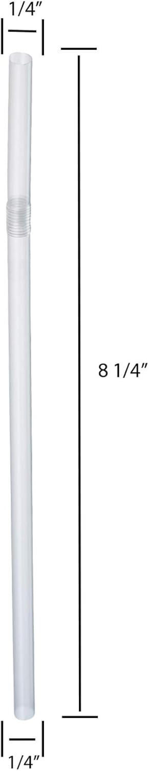 500 Pack Clear Flexible Straws 8.25 Inch Long × 0.25 Inch Diameter Disposable Drinking Straws