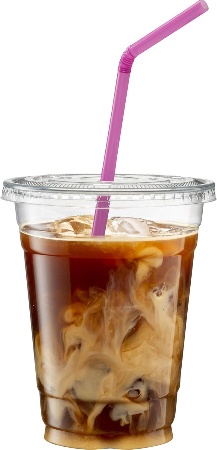 500 Pack Clear Flexible Straws 8.25 Inch Long × 0.25 Inch Diameter Disposable Drinking Straws