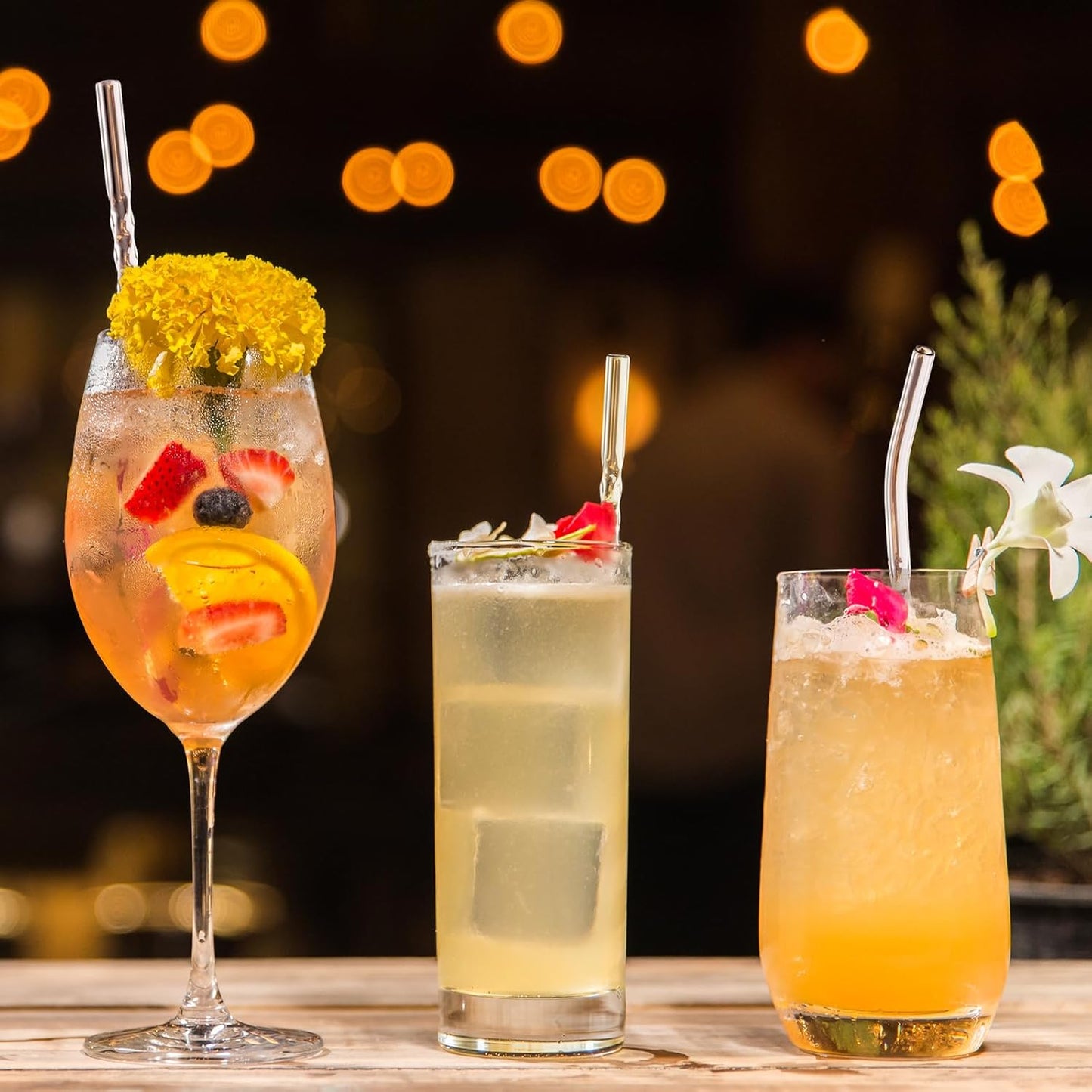 8-Pack Glass Straws Set, Reusable Drinking Straws with 4 Straight & 4 Bent, Includes Cleaning Brushes (0.3in Diameter / 7.87in Length)