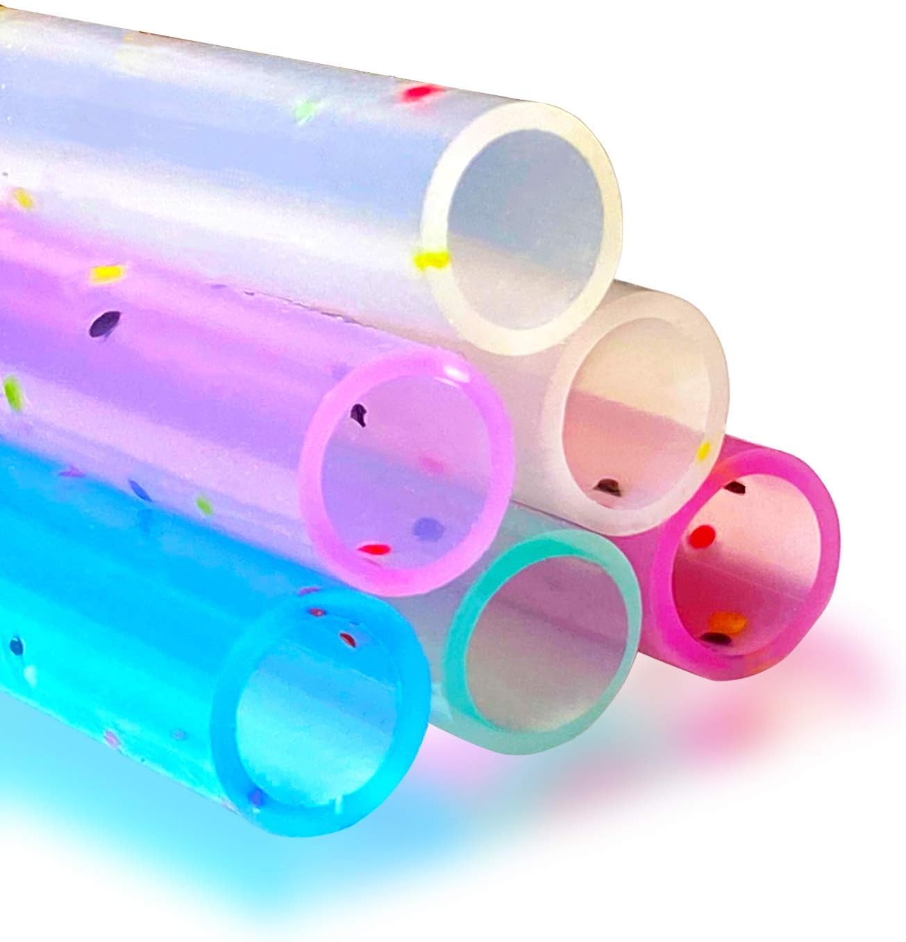 12 Pack Colorful Silicone Straws with Cleaning Brushes Reusable Eco-Friendly Straws, Cut-to-Fit Design (10in × 0.43in)