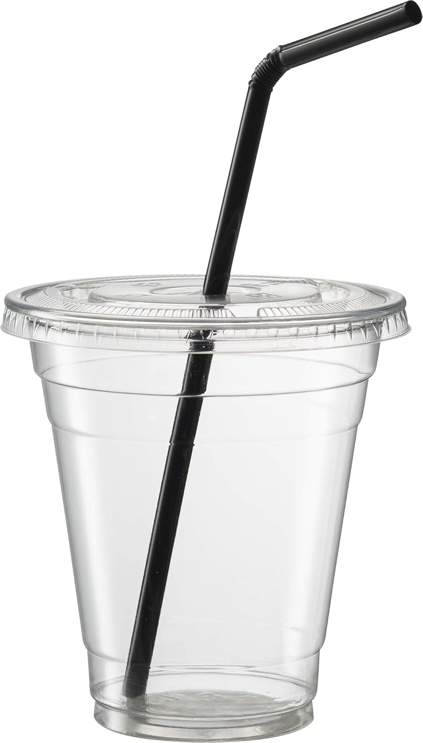 500 Pack Black Flexible Straws 8.25 Inch Long × 0.25 Inch Diameter Disposable Drinking Straws