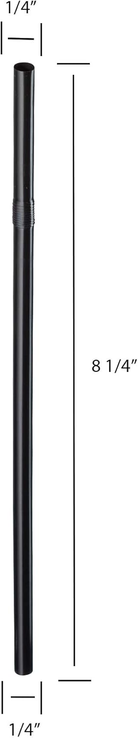 500 Pack Black Flexible Straws 8.25 Inch Long × 0.25 Inch Diameter Disposable Drinking Straws