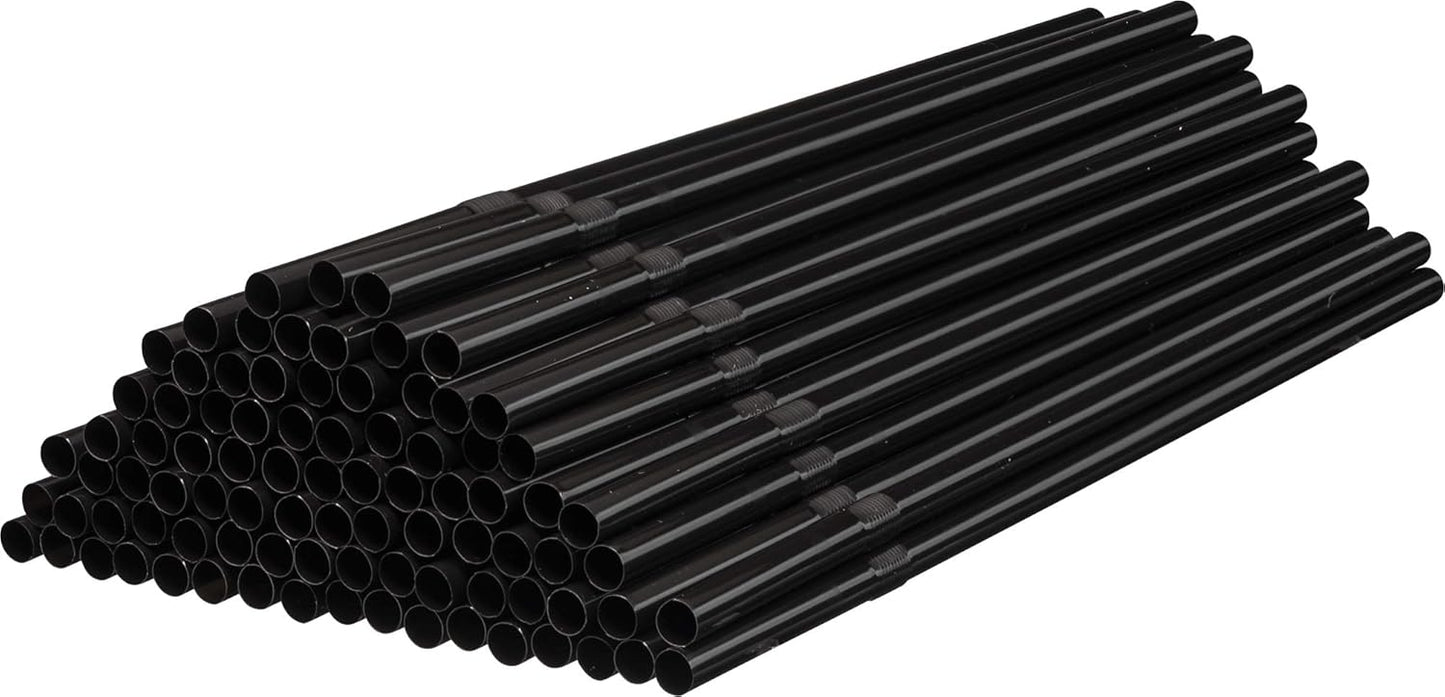 500 Pack Black Flexible Straws 8.25 Inch Long × 0.25 Inch Diameter Disposable Drinking Straws
