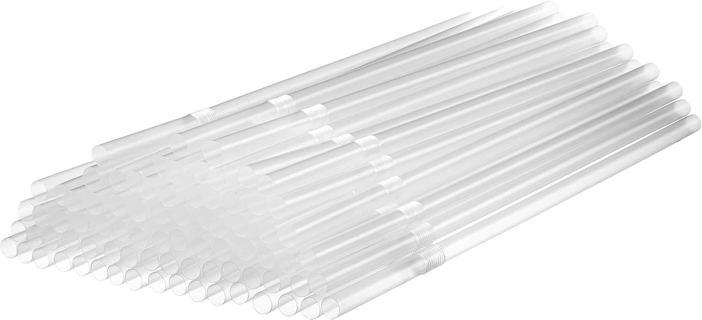 500 Pack Clear Flexible Straws 8.25 Inch Long × 0.25 Inch Diameter Disposable Drinking Straws