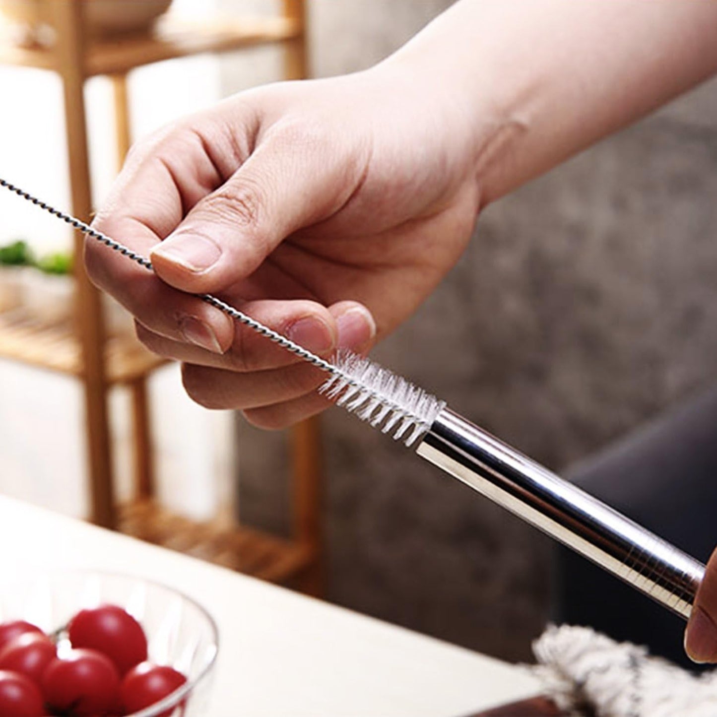 4-Pack Stainless Steel Reusable Straws with Cleaning Brush – Straight & Bent Metal Drinking Straws for Beverages