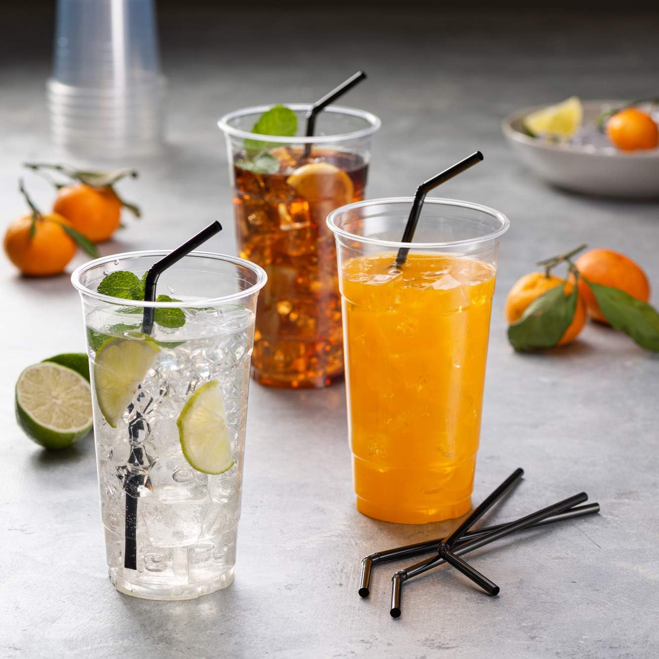 500 Pack Black Flexible Straws 8.25 Inch Long × 0.25 Inch Diameter Disposable Drinking Straws