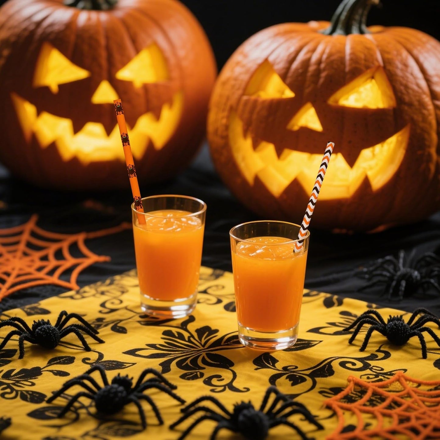 100 Pack Halloween Paper Straws, 12 Assorted Designs, Eco-Friendly Biodegradable Disposable Drinking Straws (7.75in × 0.24in)